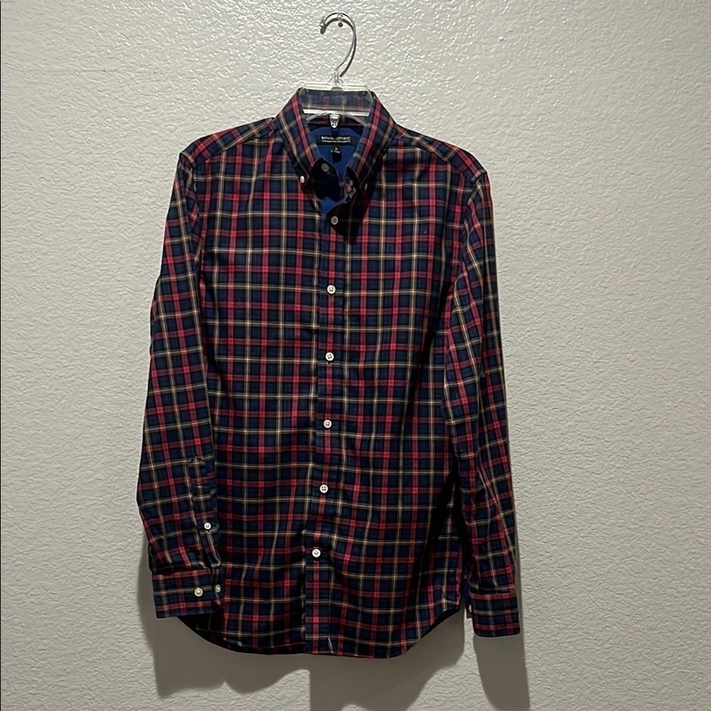 Banana Republic Shirt Mens Small Non Iron Tailored Slim Tartan Plaid Button Down